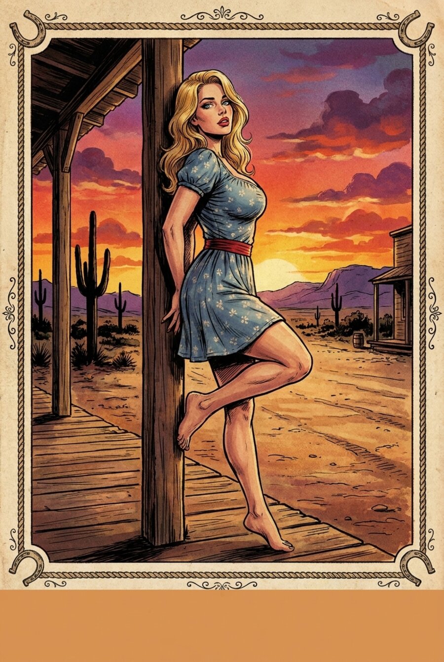 Póster de María Vargas al estilo de calendario de taller mecánico.